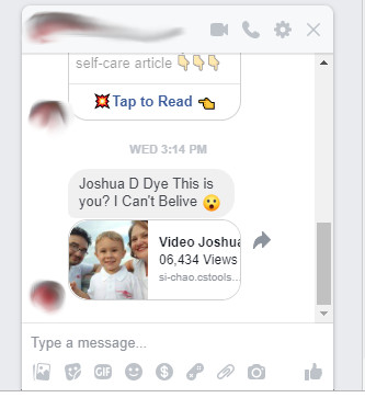 Social media message with suspicious link